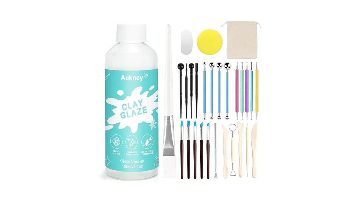 Aukney 100ml Air Dry Clay Varnish And 29pcs Tool Kit,