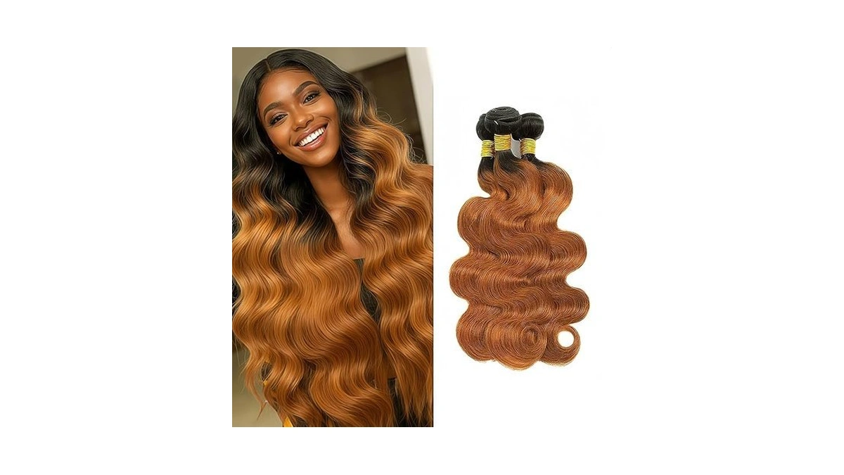 Kodrhar Light Brown Body Wave Human Hair Bundles 12 14