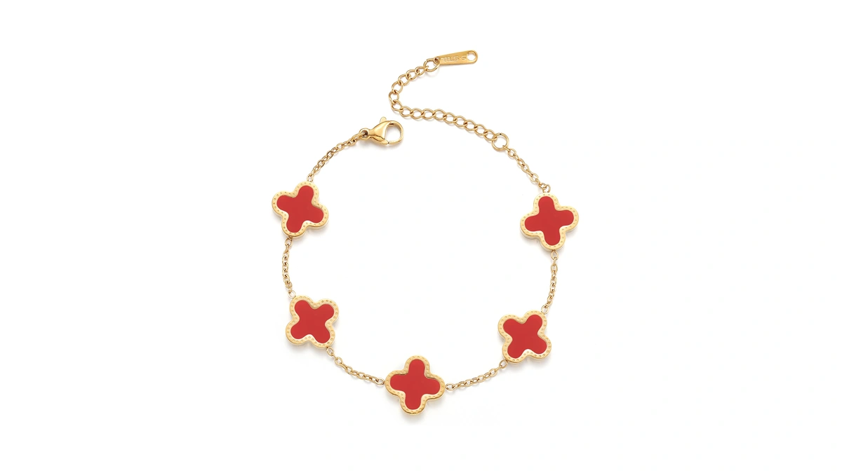 Ticvrss Gold Plated Clover Bracelet For Women...
