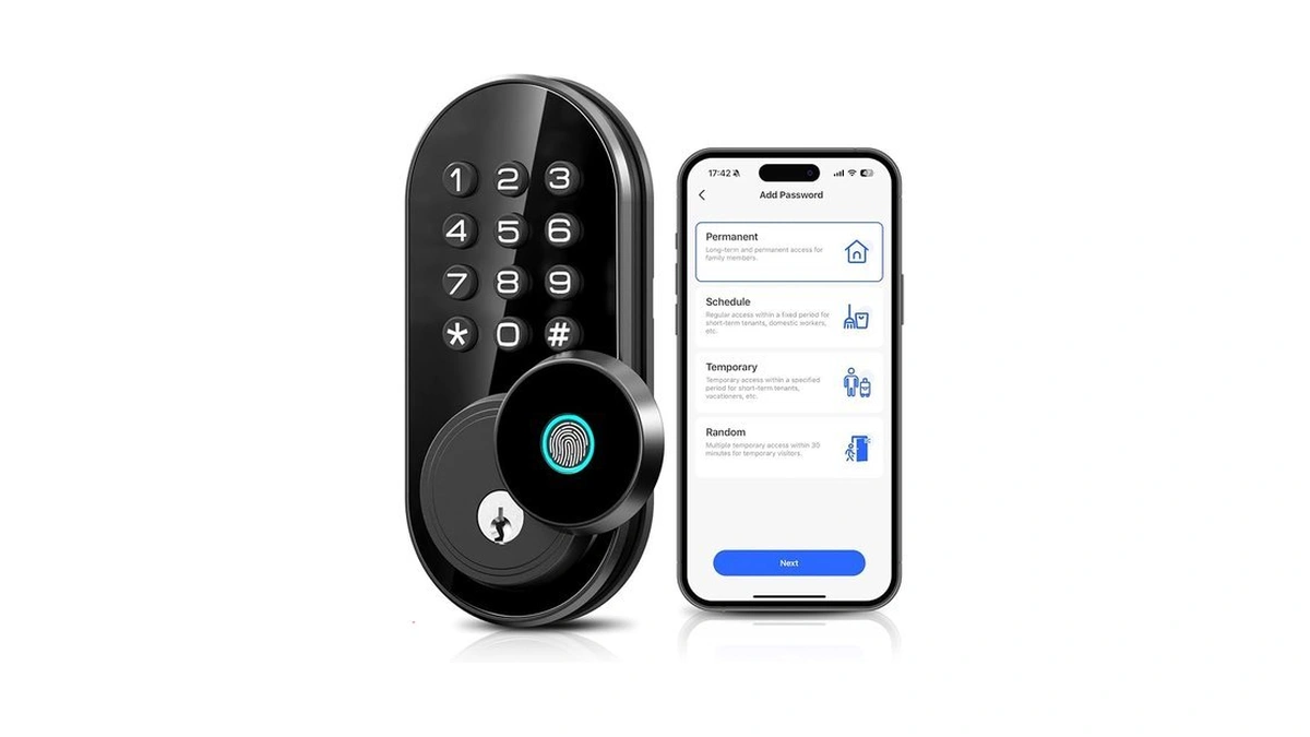 Teeho Te342 Fingerprint Smart Keyless Entry Door Lock With Keypad,