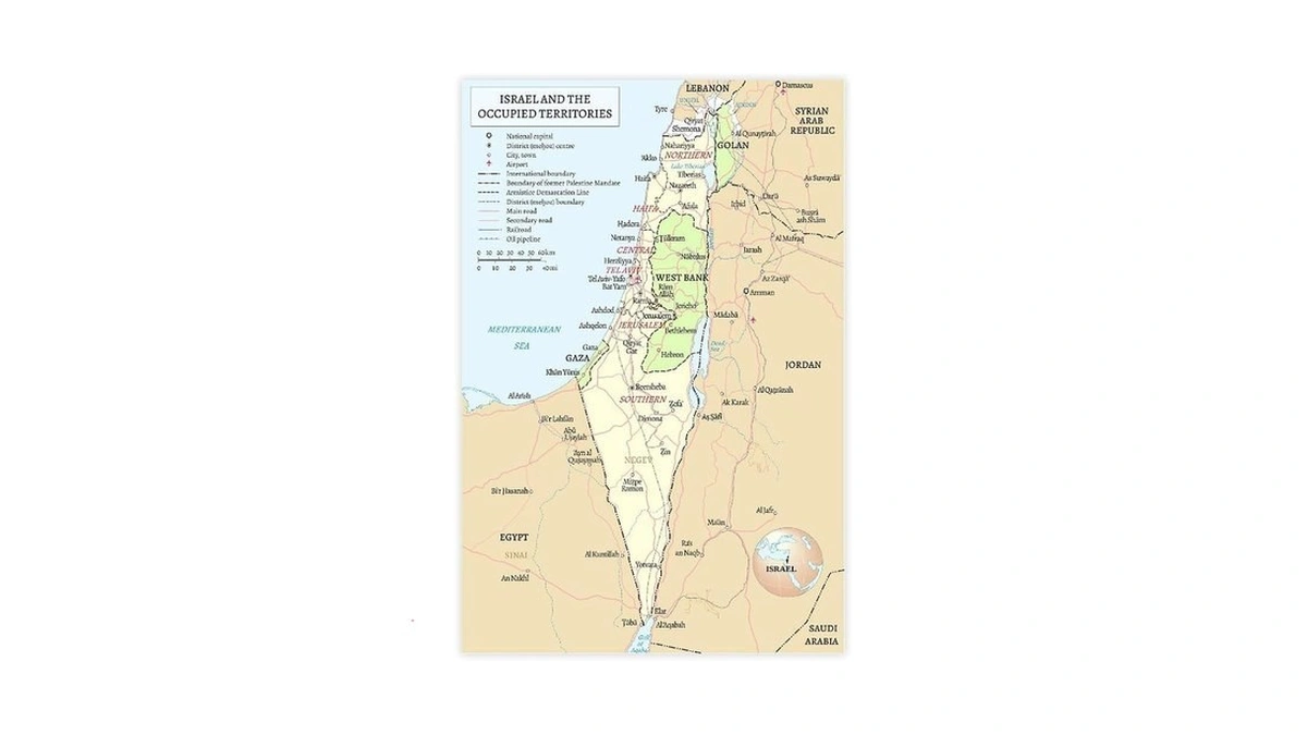 Israel And Occupied Territories Map Poster Canvas Wall Art Painting