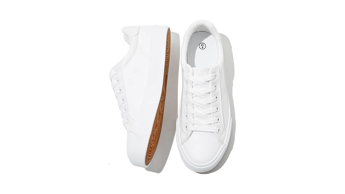 Sernial Womens White Tennis Shoes Pu Leather Sneakers Casual Walking