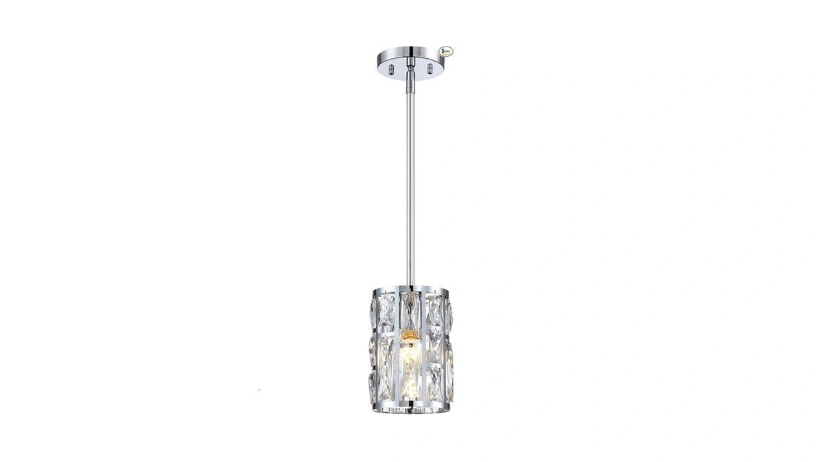 Mexo Modern Crystal Pendant Light Fixture Chrome Finish Hanging Lighting