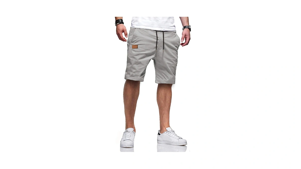 Jmierr Mens Summer Casual Cotton Twill Chino Shorts, S1 Grey,