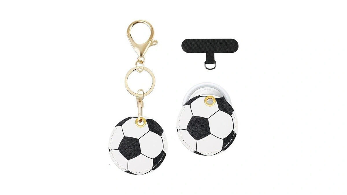Soccer Keychain Holder For Airtag, Premium Pu Leather Gps Tracker