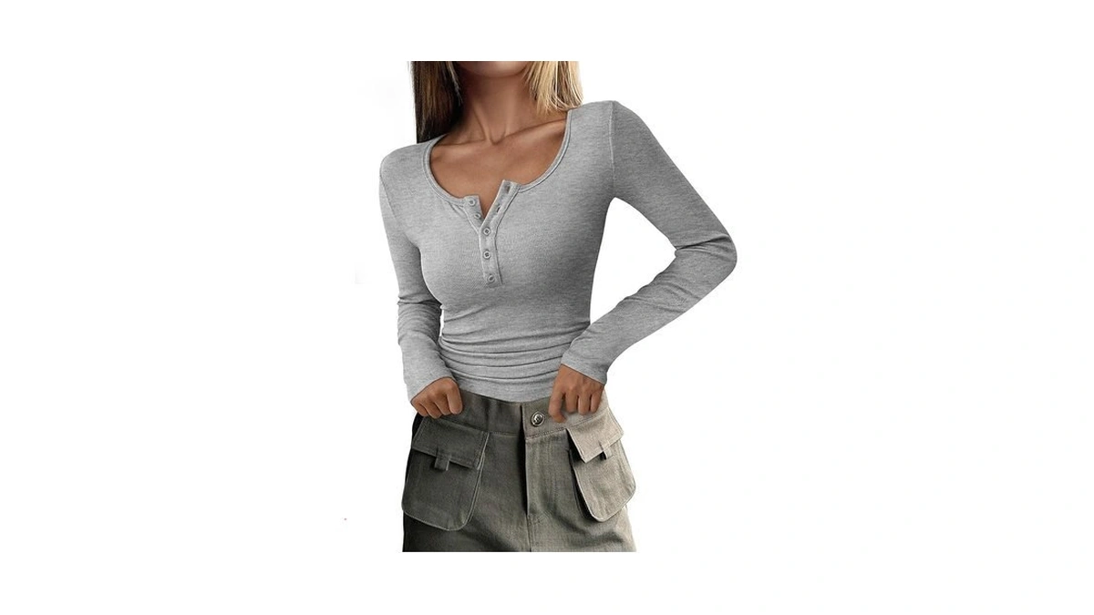 Prettygarden Women's 2025 Fall Long Sleeve Henley T Shirts Button