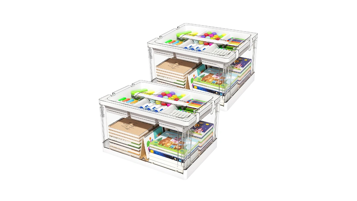 Geebom 24qt 2packs Clear Craft Organizers And Storage With Trays,