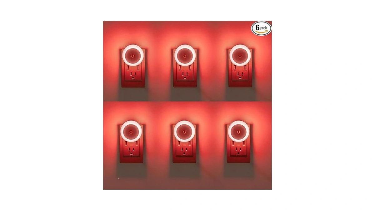 Kinur 6 Pack Red Led Plug Into Wall With Dusk