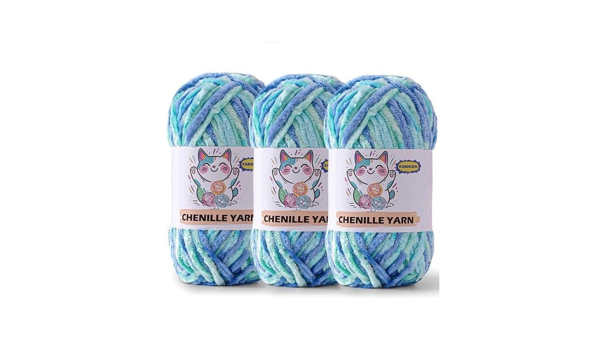 3 Pack Velvet Chenille Yarn For Crocheting And Knitting Beginners,gradient