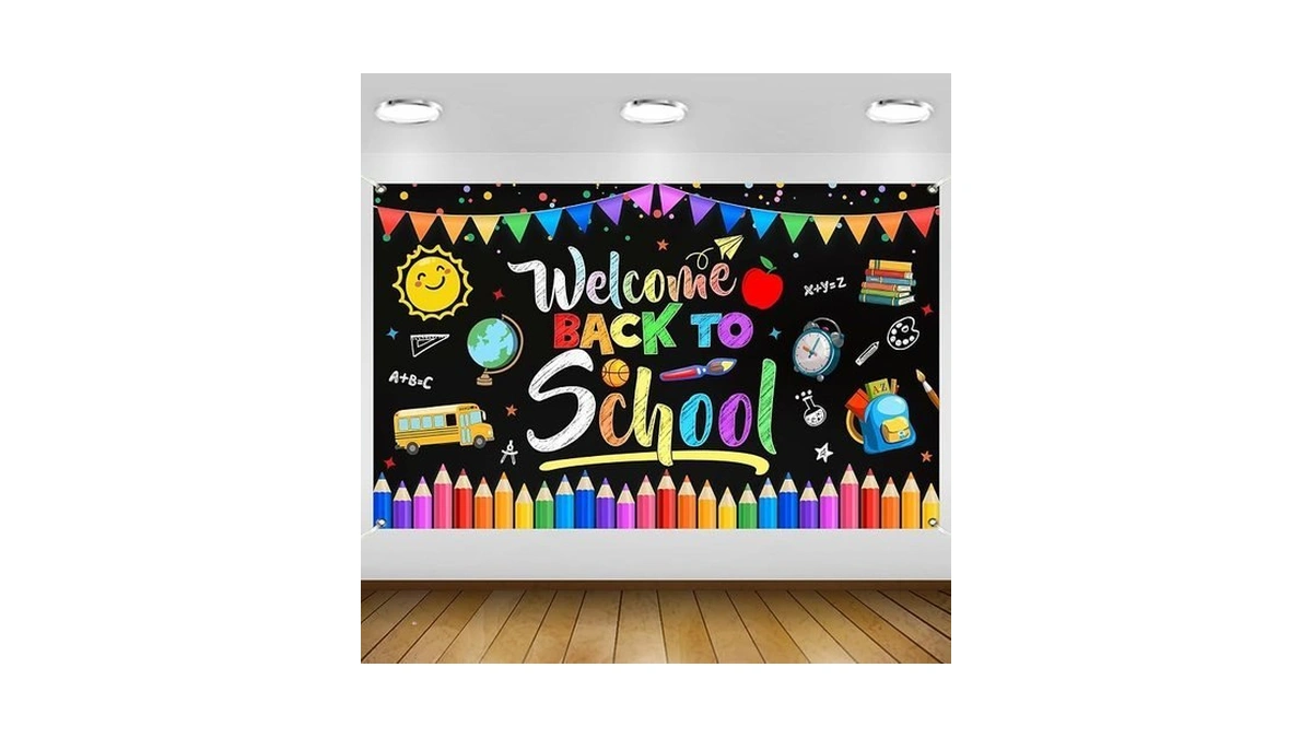 Welcome Back To School Banner Backdrop 5.9x3.6ft First Day Of
