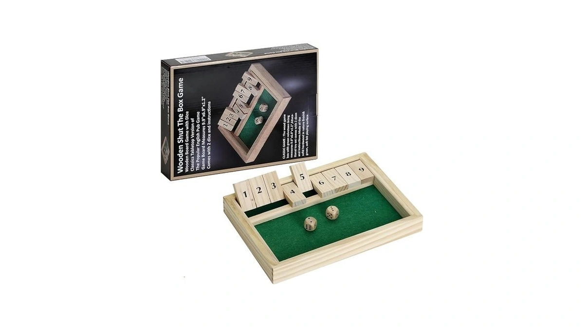 Win Sports Wooden Shut The Box Game - Dice Game