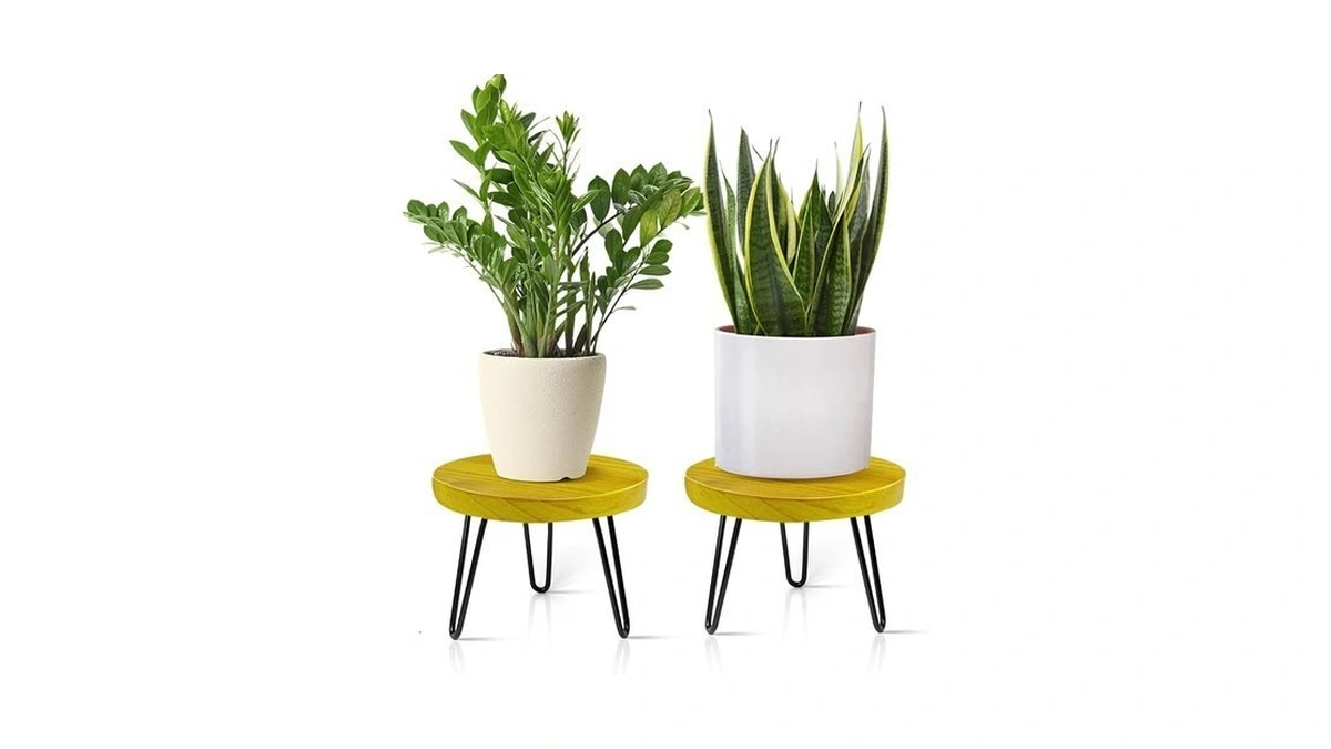 Obtain Plant Stand Indoor Outdoor, Wooden Plant Stool, Mid Century