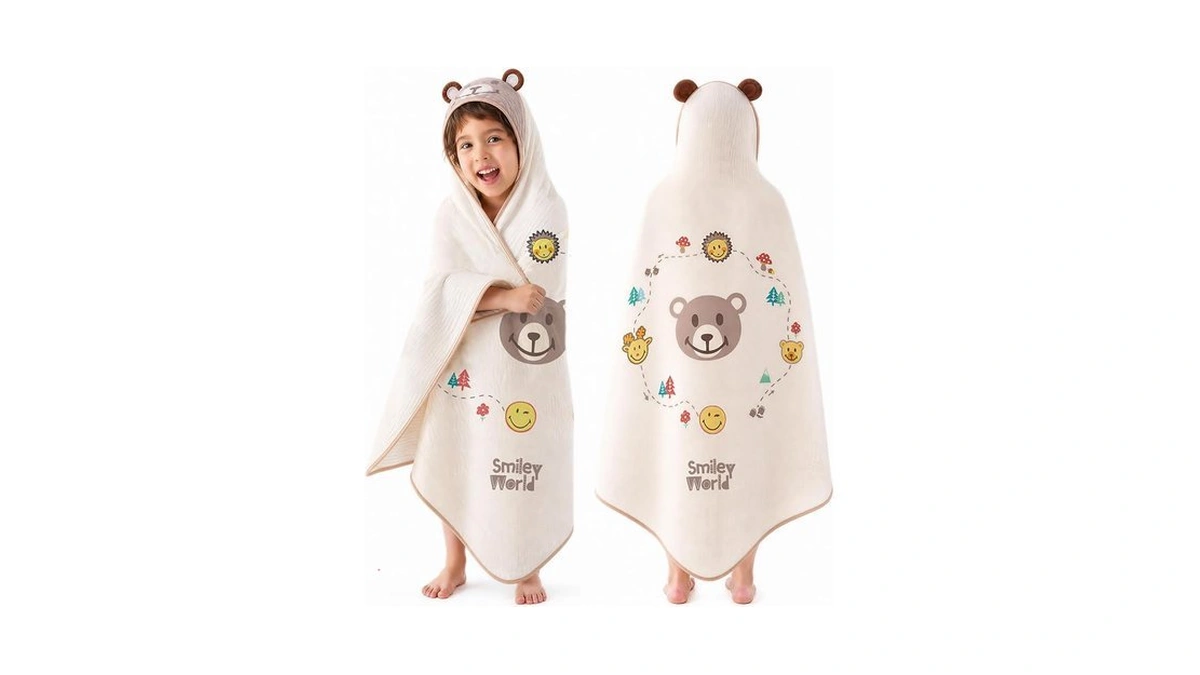 Smileyworld Kids Hooded Beach Towels Poncho, 45" X 45" Large