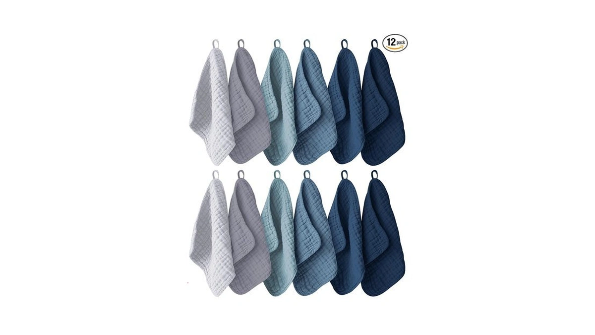 Ease Cubs 12 Pack Muslin Washcloths For Baby - 100%