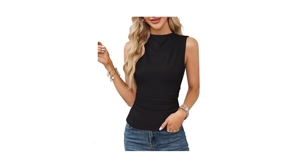 Grace Karin Womens Sleeveless Tank Tops Slim Fitted Mock Neck