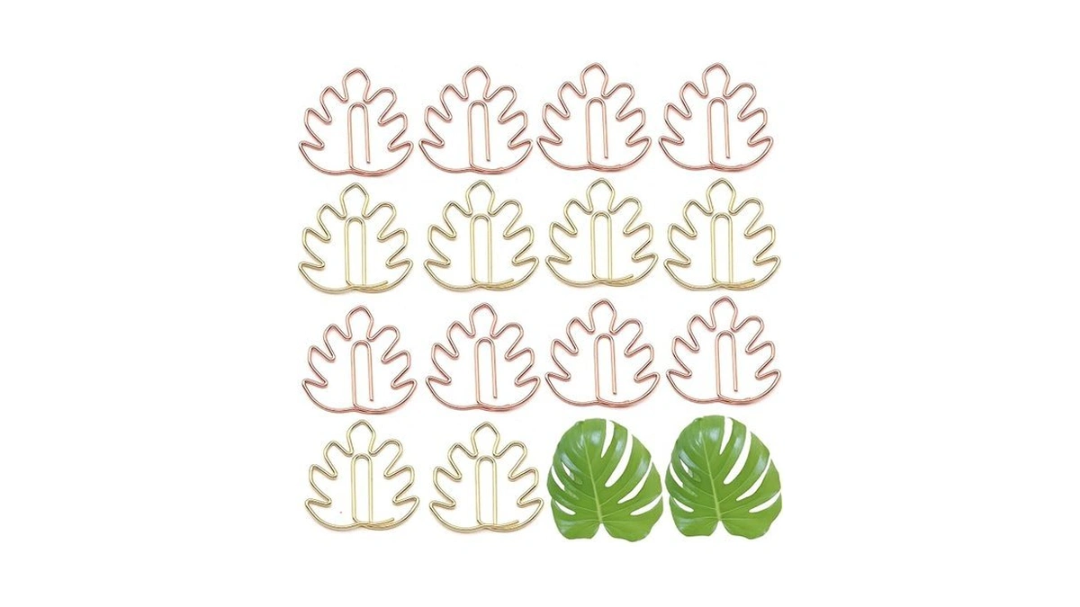 20 Pcs Monstera Leaf Paper Clips - Cute Metal Paperclips