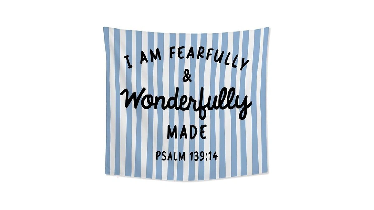 Jmengssfl Christian Inspirational Tapestry, Bible Verse Tapestry Wall Hanging, Blue