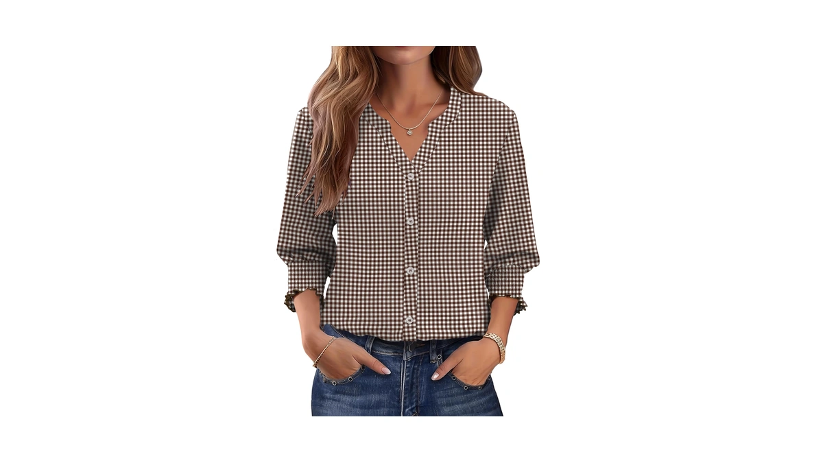Lomon Women's Button Down Plaid Shirt Casual Tops 2026 Summer