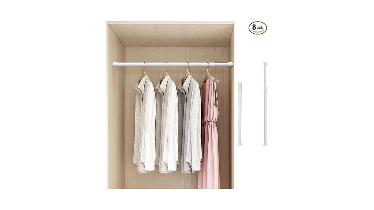 Tension Curtain Rod Autuwintor Closet Rods For Hanging Clothes White