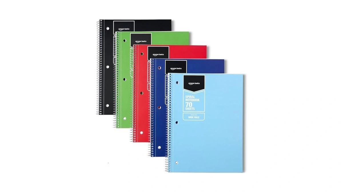 Amazon Basics Wide Ruled Spiral Notebook, For Work And School,