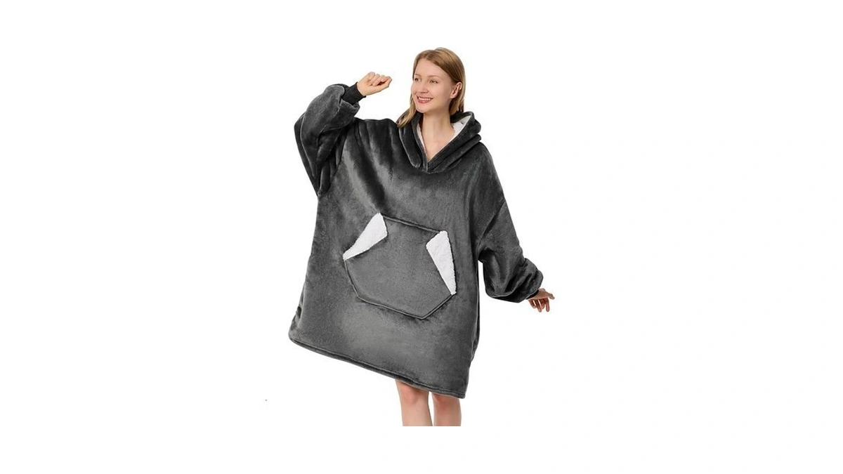 Ramees Wearable Blanket Hoodie, Oversized Sherpa Fleece Sweatshirt Blanket With
