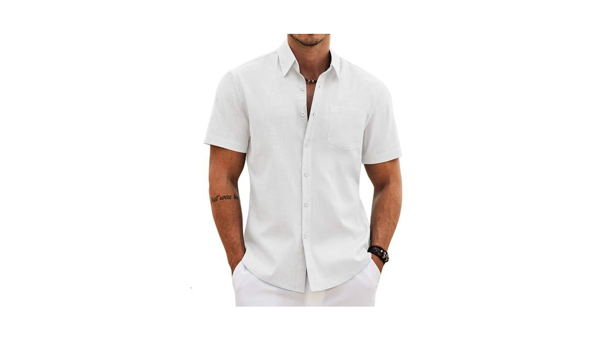 Coofandy Short Sleeve Button Up Texured Shirts Casual Summer No