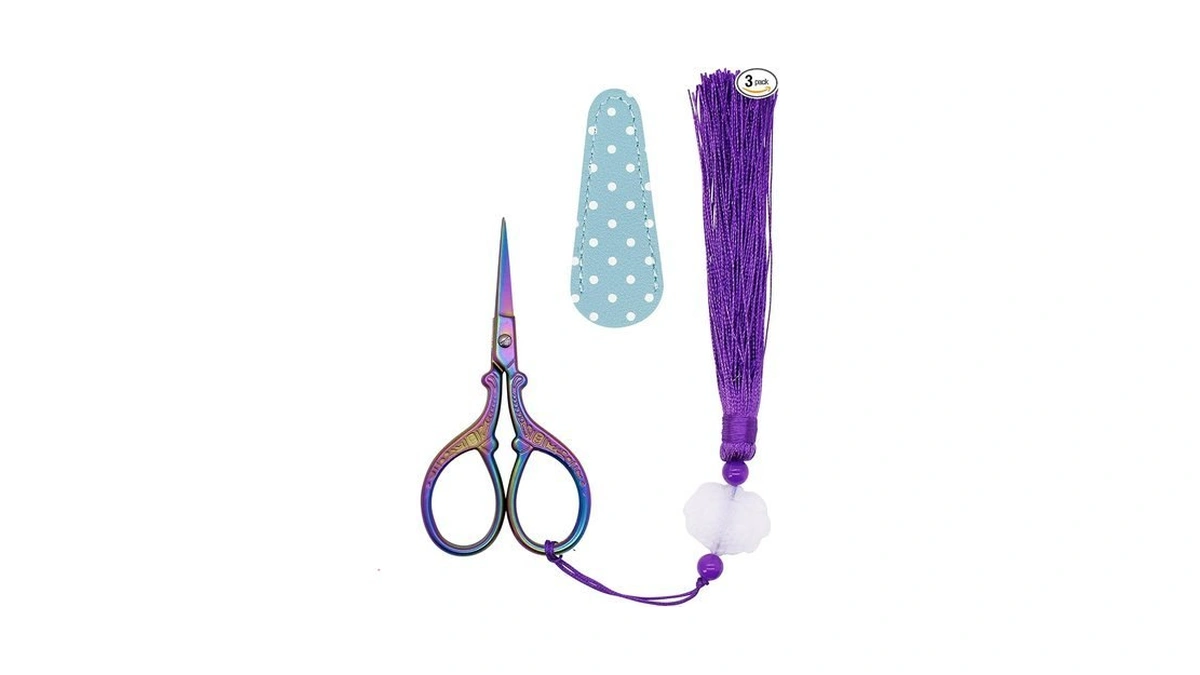 Bihrtc Sewing Embroidery Scissors With Cover Tassel Sharp Stainless Steel