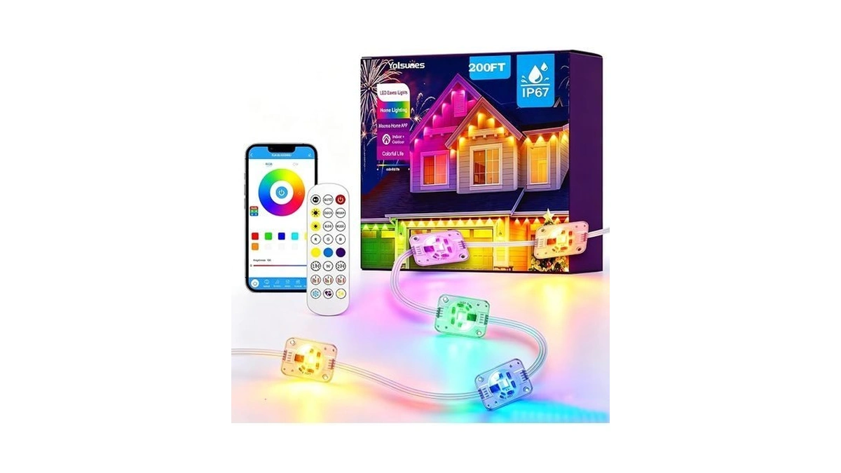 Permanent Outdoor Lights, 200ft Rgb+ic Smart Led Eaves Lights, Permanent