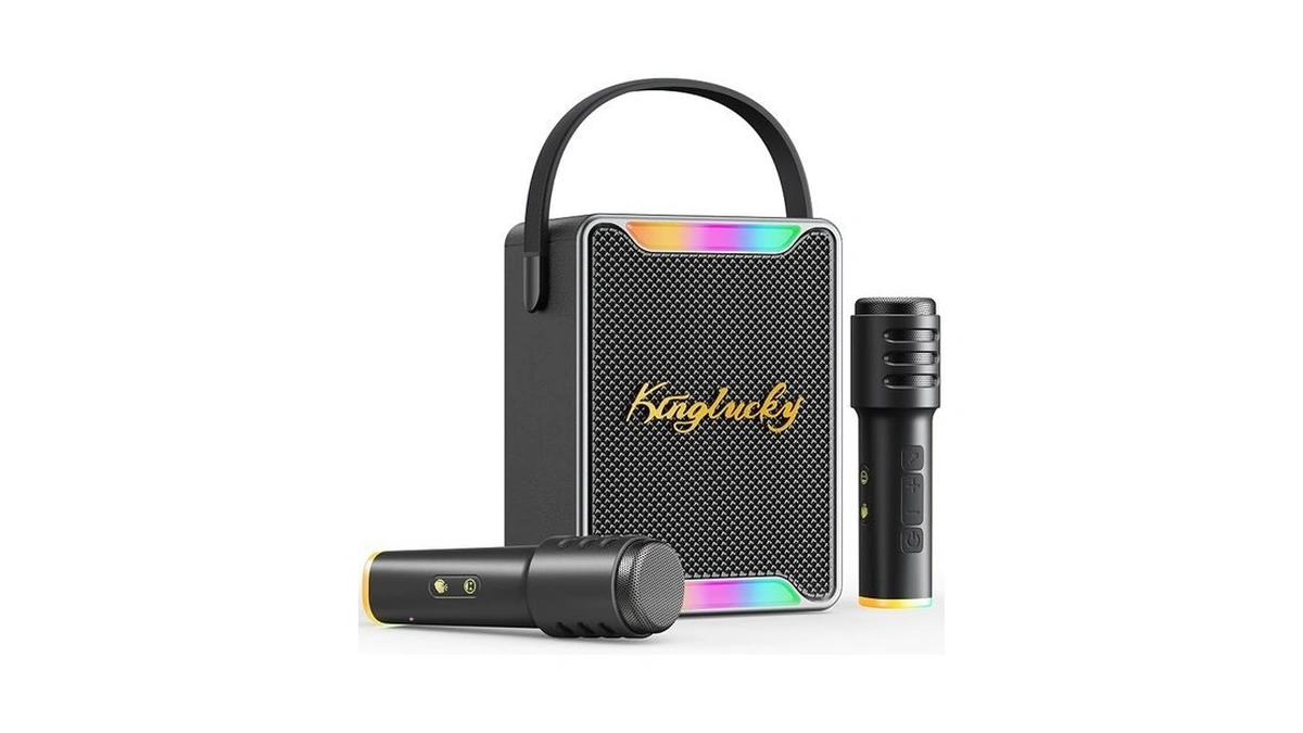Karaoke Machine With 2 Wireless Microphones Portable Speaker With Rgb