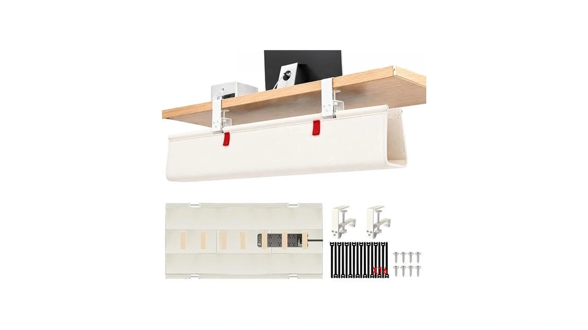 Aveko Under Desk Cable Management Tray – No Drill, 28"