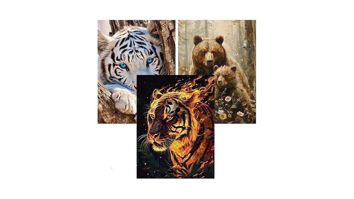Ijbnhd 3 Pack Diamond Art Kits For Adults, Animals Diamond