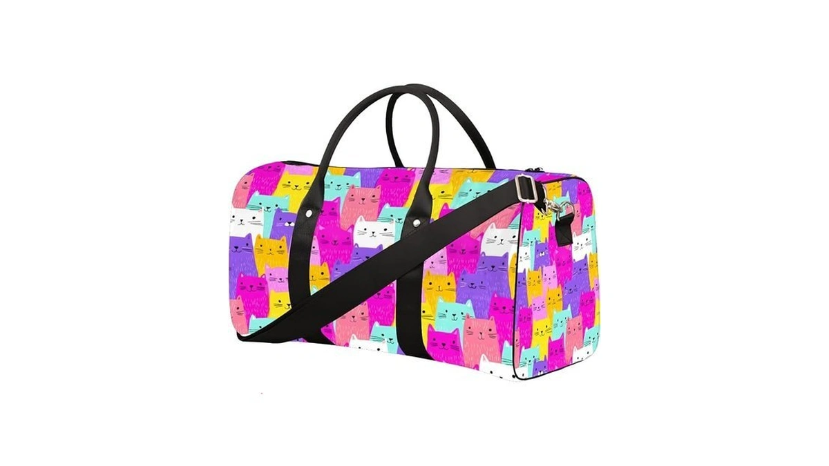 Travel Duffel Bag Colorful Cats Animals Waterproof Sport Gym Bag