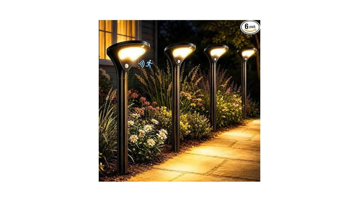 Garpar 400lm Solar Pathway Lights With Motion Sensor, Tempered Glass