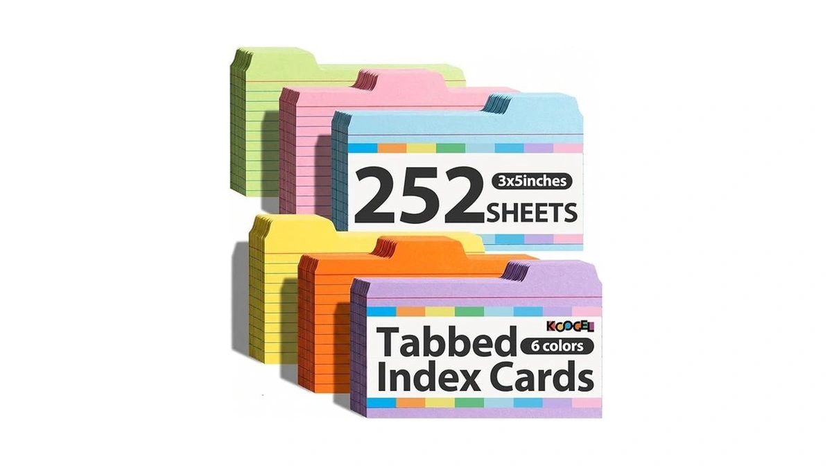 Koogel Index Cards 3x5, 252pcs Colored Flash Card Dividers With