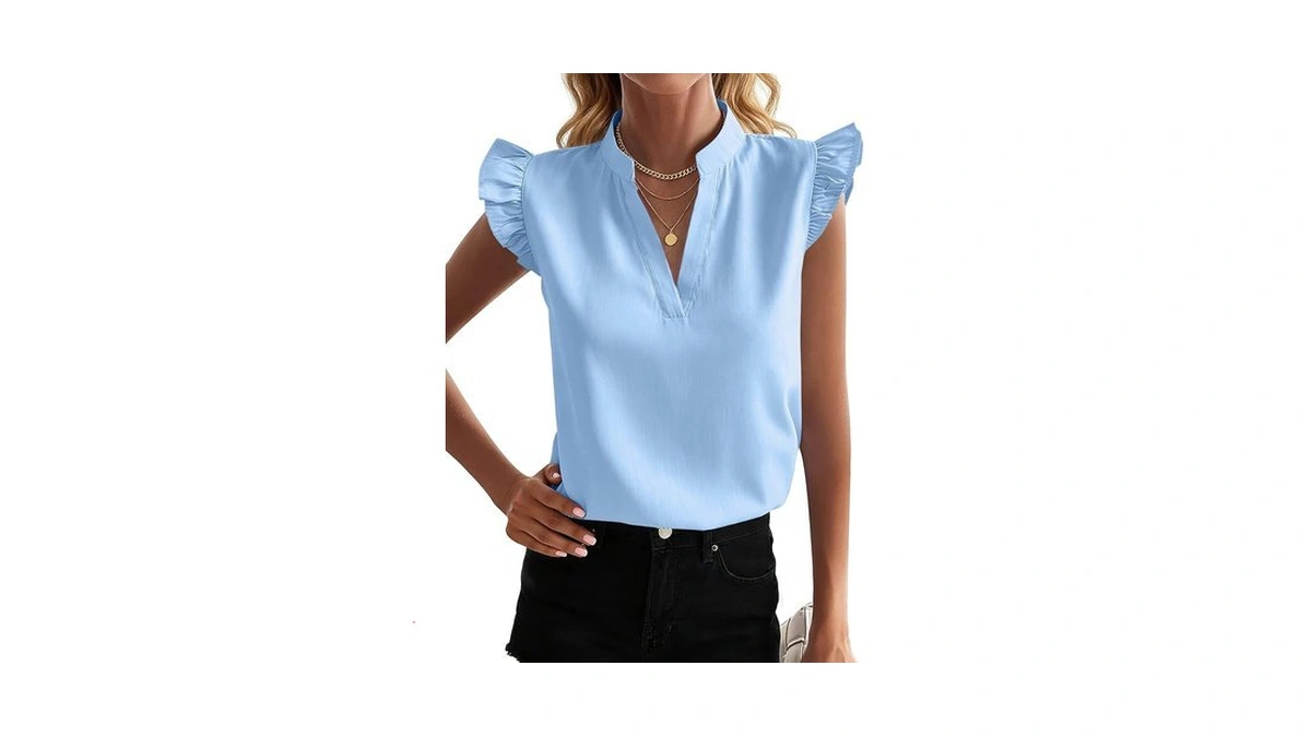 Niloine Womens Business Casual Tops Cap Sleeve Loose Fit Shirts