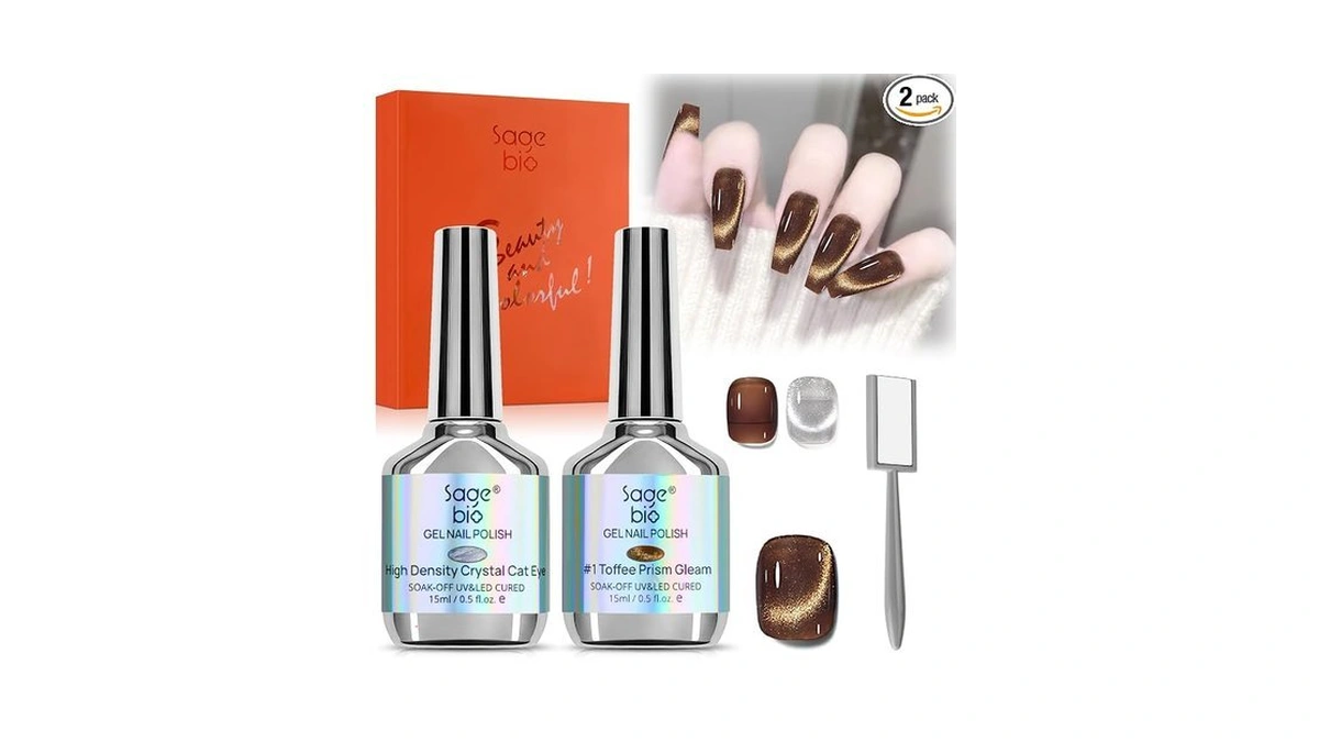 Sagebio Cat Eye Gel Nail Polish Set With Strong Rectangular