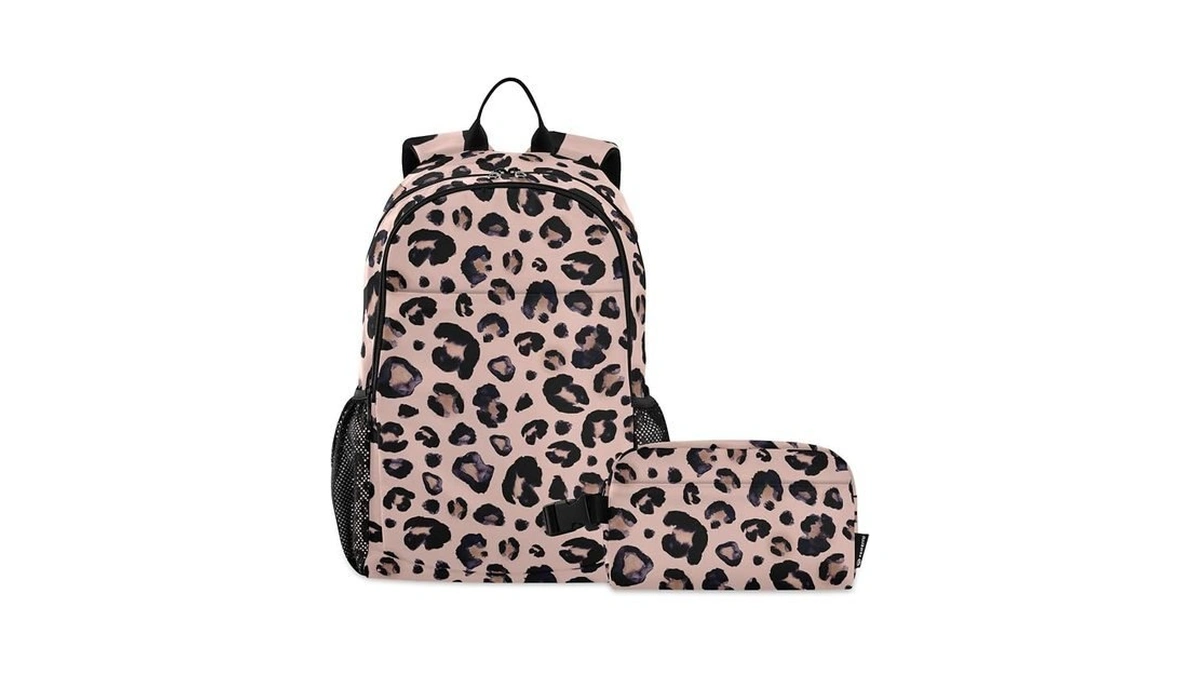 Alaza Pink Leopard Cheetah School Backpack Set For Kid's Teens