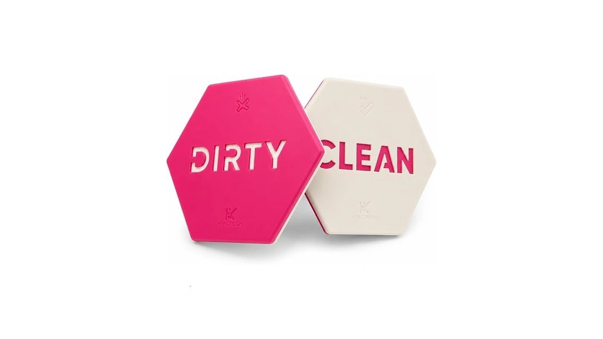 Hyf Design Clean Dirty Magnet For Dishwasher, Flip Hexagon Sign,