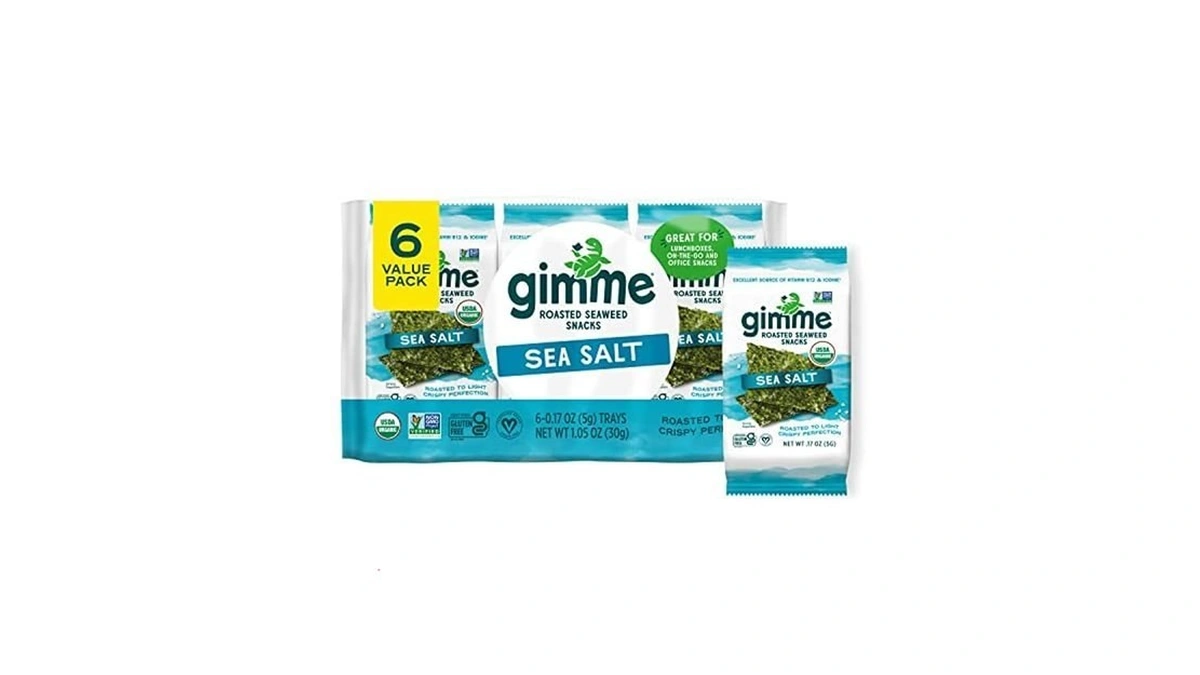 Gimme Seaweed Organic Premium Roasted Seaweed Snacks, Sea Salt, 6