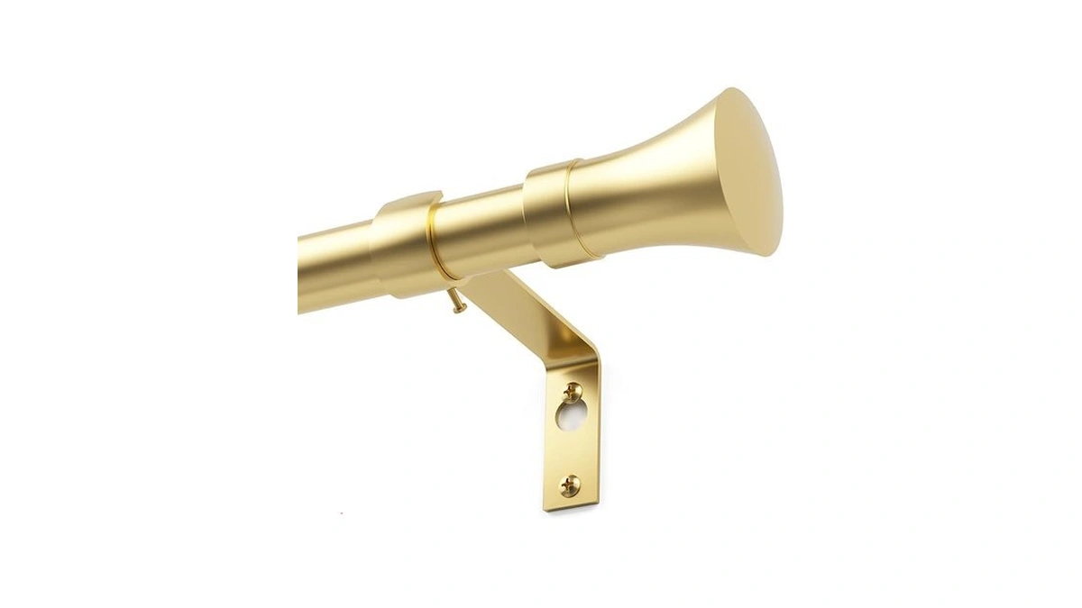 Gold Metal Curtain Rods For Windows 32-46 Inch Adjustable, 3/4