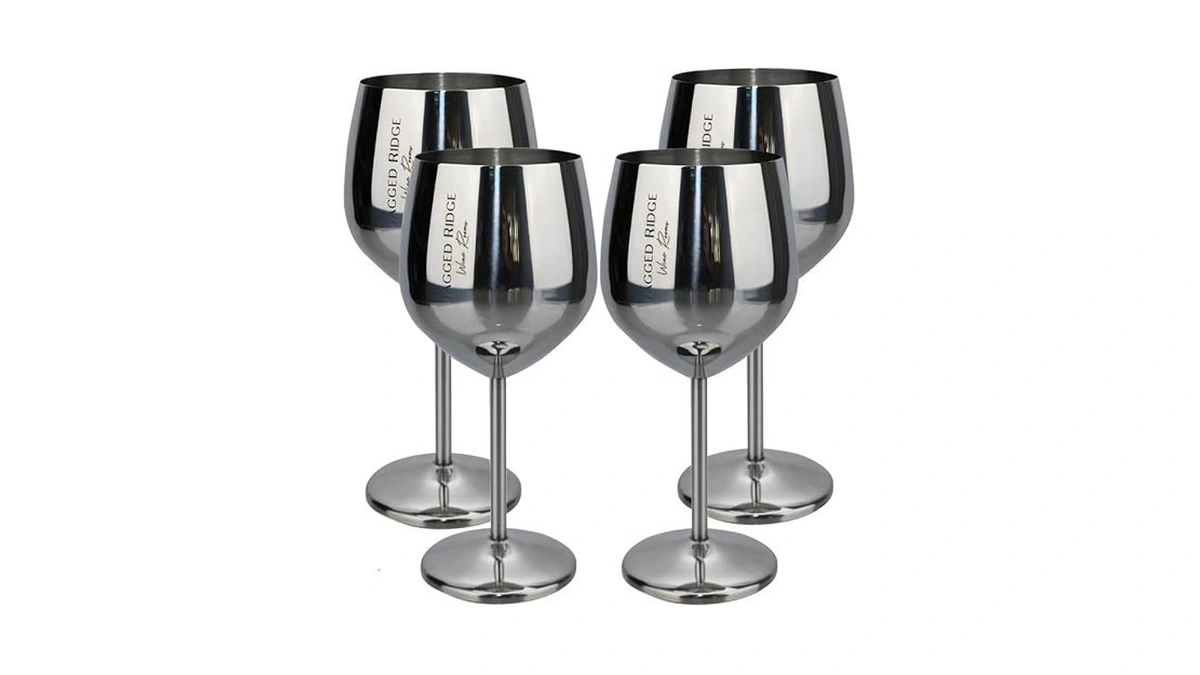 Silver Stem Stainless Steel Wine Glass (handwash Only) - Steel