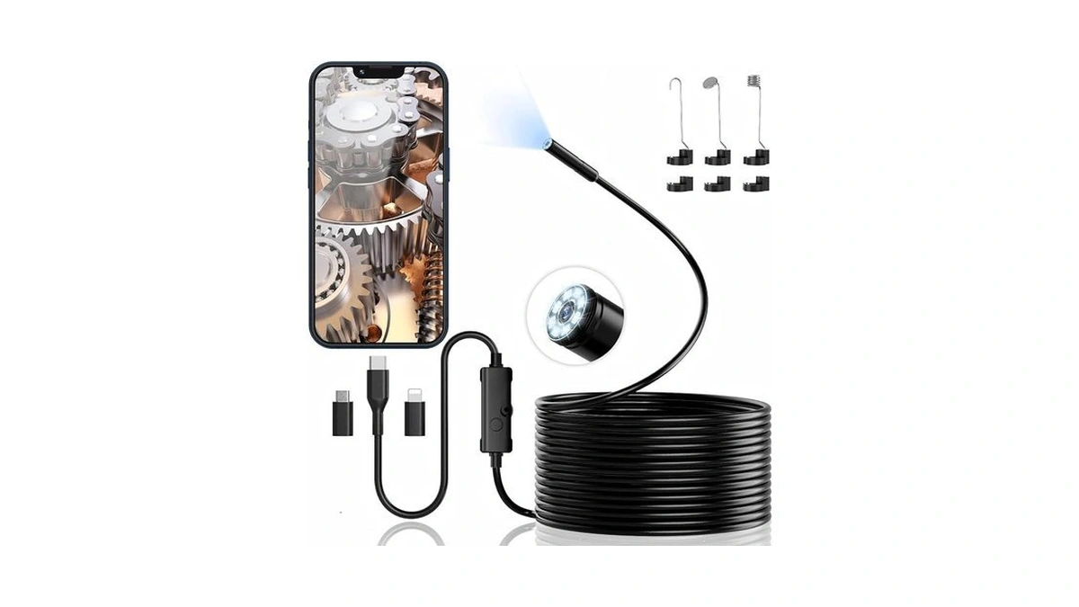Endoscope Camera With Light, 1920p Hd Borescope With 8 Adjustable