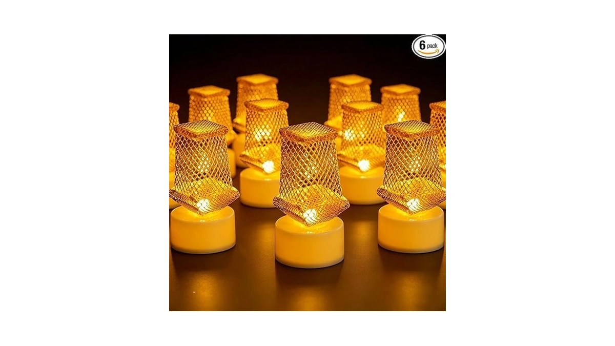 6pcs Star Tea Lights Candles(ironwork), Led Flameless Candles Battery Operated