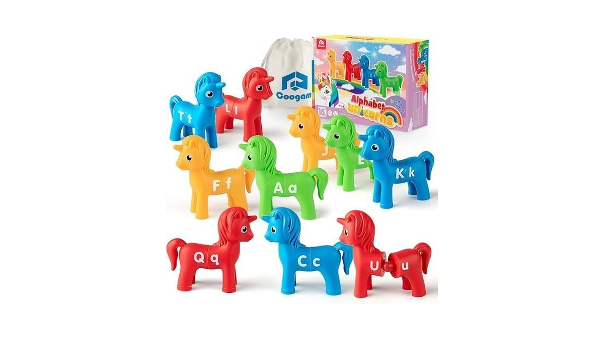 Coogam Unicorn Uppercase & Lowercase Letters Matching Game,13pcs Double-sided Abc
