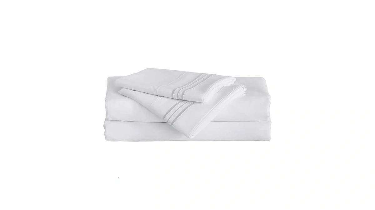 Furinno Angeland Vienne 4-piece Microfiber Bed Sheet Set, King, White