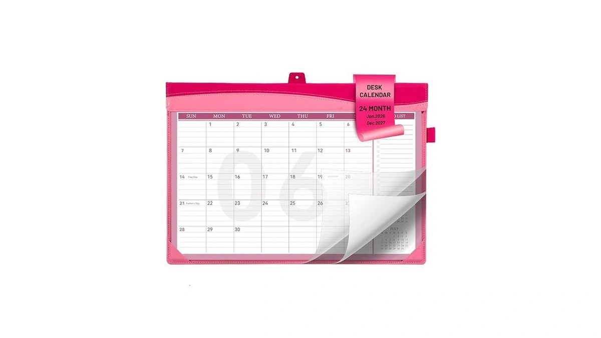 Flying Eagle 2026-2027 Desk Calendar, 24 Months Large Leather Desktop