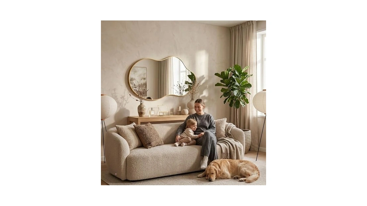 Potijo Irregular Asymmetrical Wall Mirror 26x48 Inches - Decorative Tempered