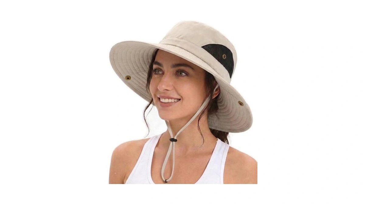 Womens Sun Protection Bucket Hats With Ponytail Hole Wide Brim