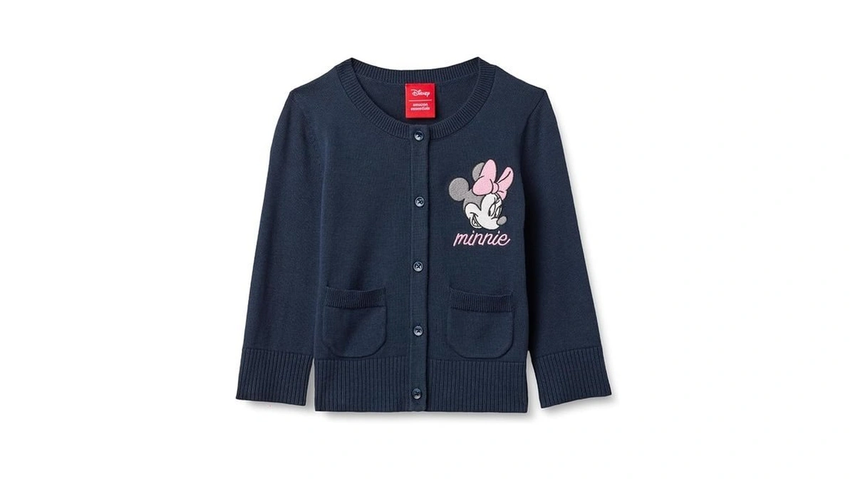 Amazon Essentials Girls' Cardigan Sweater, Minnie Mouse, Large