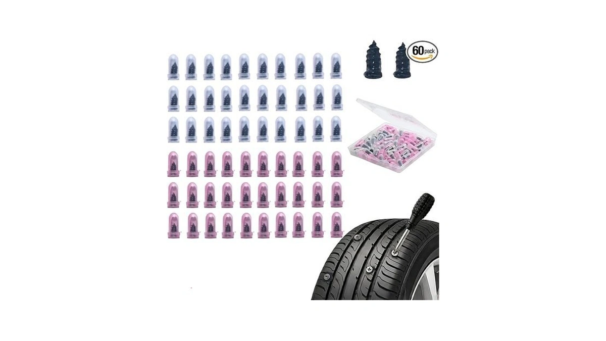 60pcs Tire Repair Screws Rubber Nails, Tubeless Tire Repair Kit
